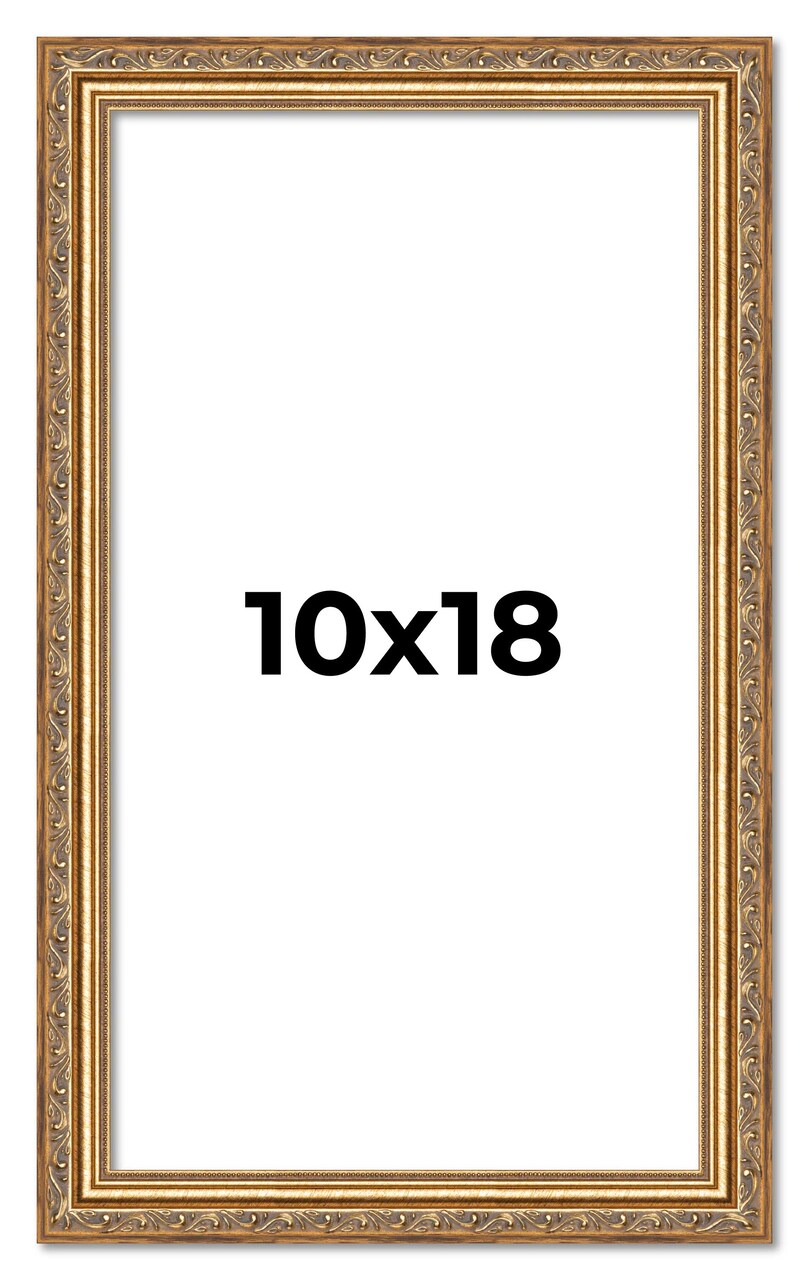 10x18 Museum-Quality Picture Frame with UV-Resistant Acrylic & Acid-Free Backing, Available in 4 Finishes - Gold, Silver, Bronze, and Black